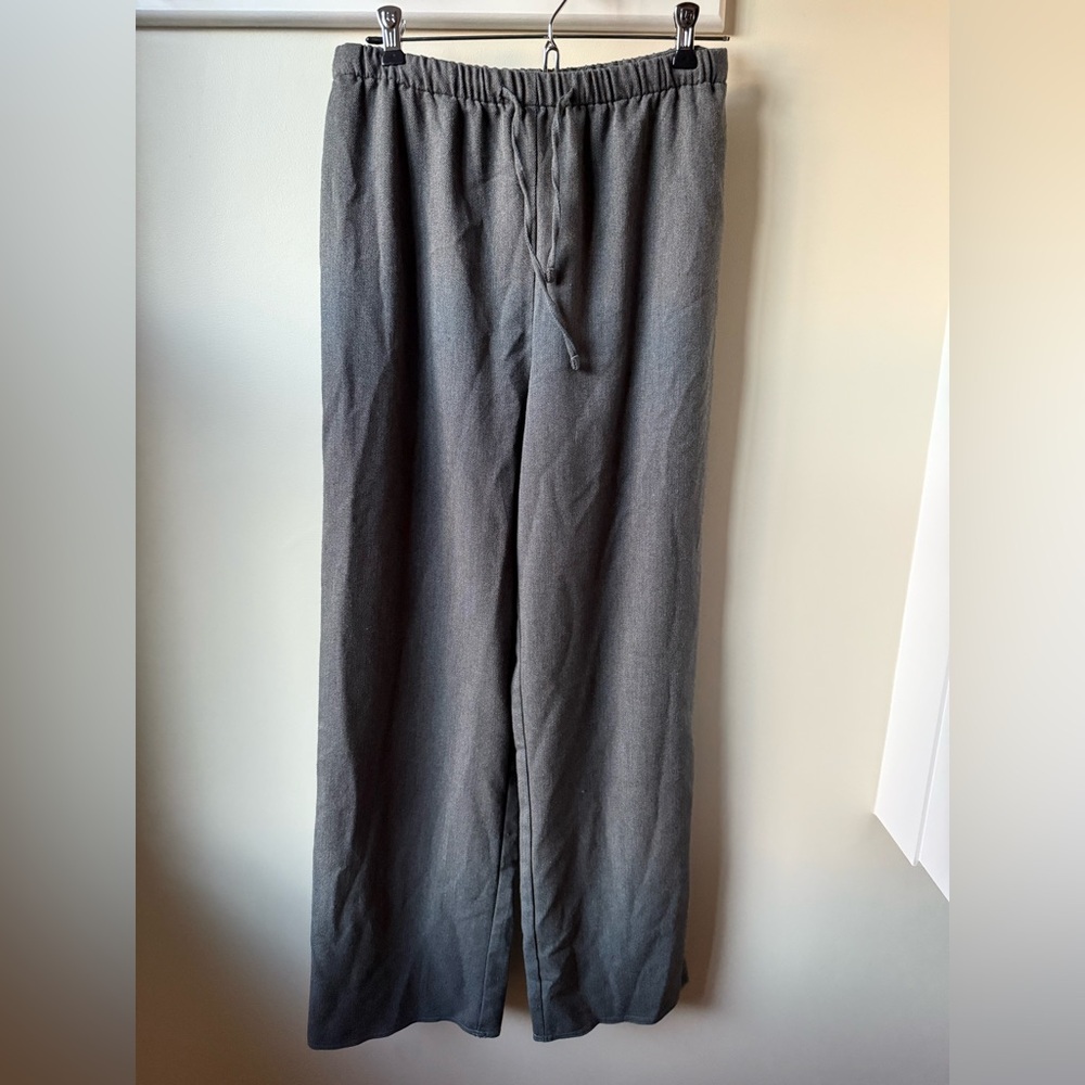 CHRISTIAN LACROIX Wide Leg Pull On Pants Gray Comfy Baggy Soft Basic Neutral S